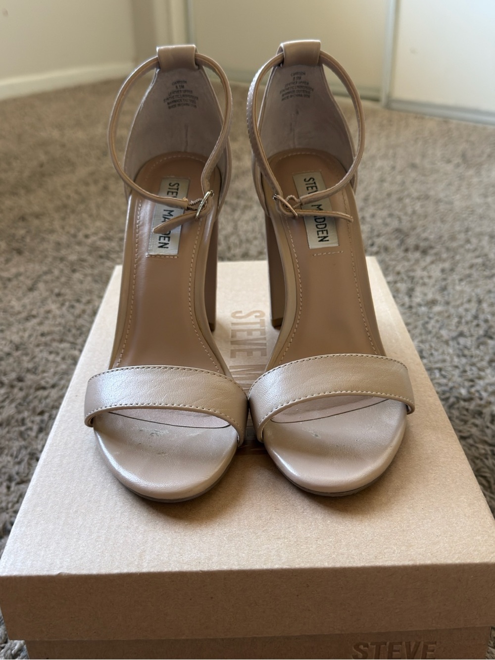 Steve Madden Women's Tan Ankle-Strap Block heel